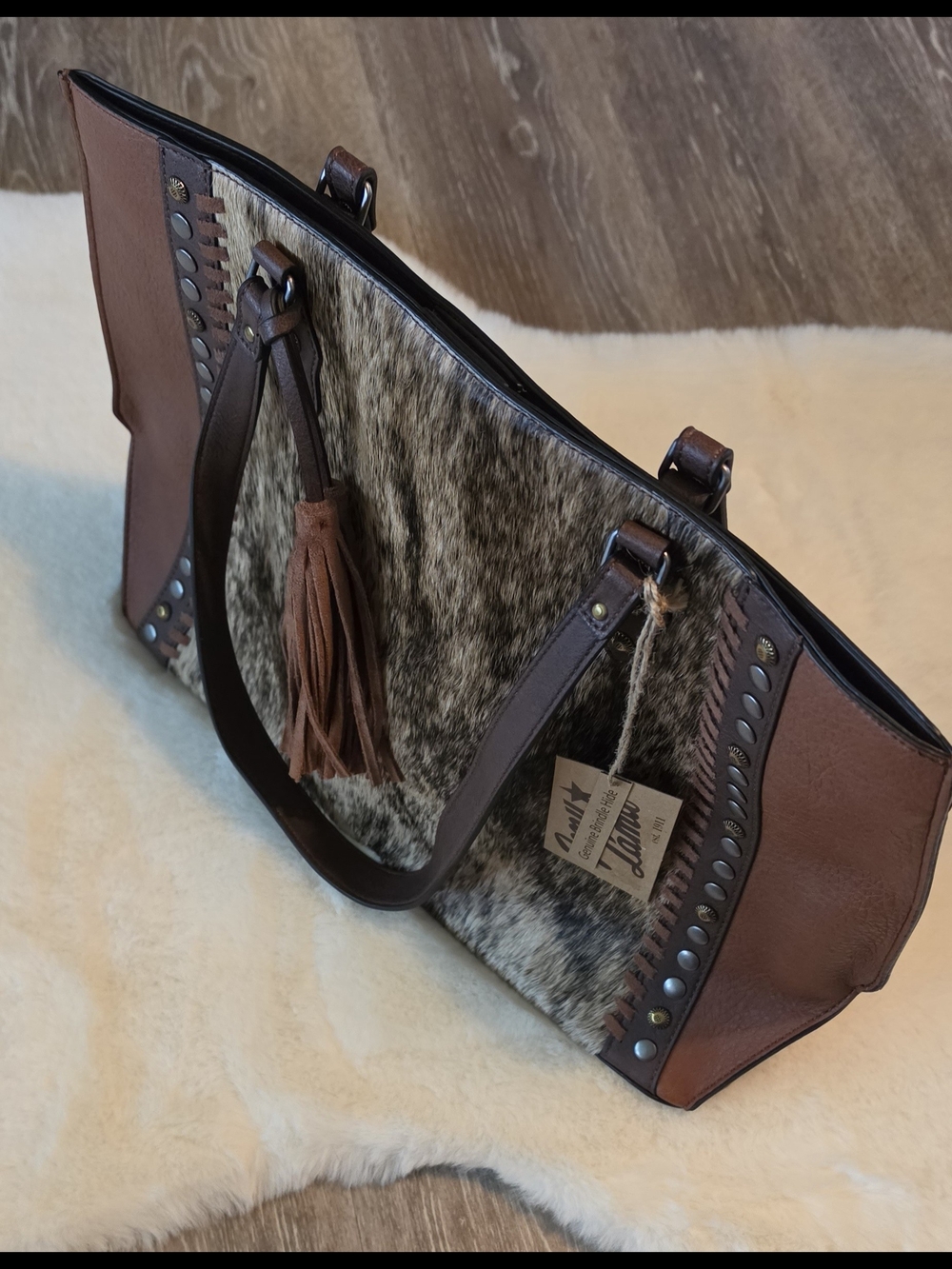 Tony Lama Western Womens Conceal Carry Brindle Hide Tote Bag NWT - Picture 9 of 9